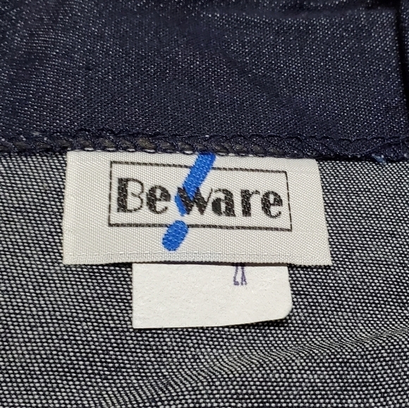 RARE Vintage 1970s Beware High Rise Leather Tie-Waist Wide Leg Stretchy Jeans - Picture 11 of 12